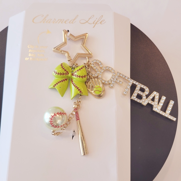 Charmed Life Accessories - Charmed Life Softball Charm Keychain with Rhinestones